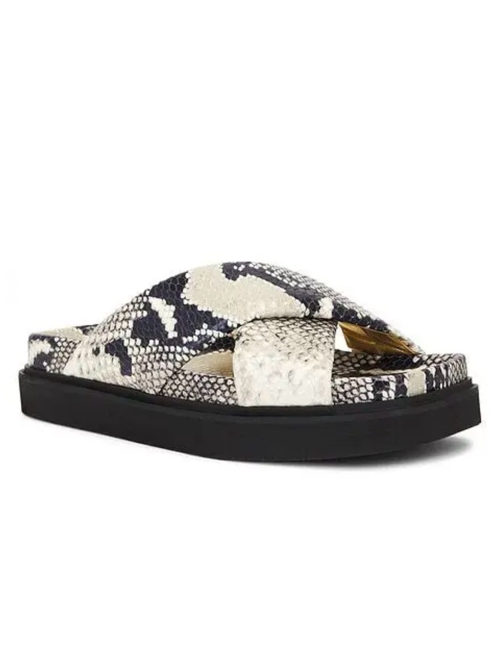 Paris Texas Portland Flatform Slide Sandals Neutral Python Embossed Size 8 NWOT